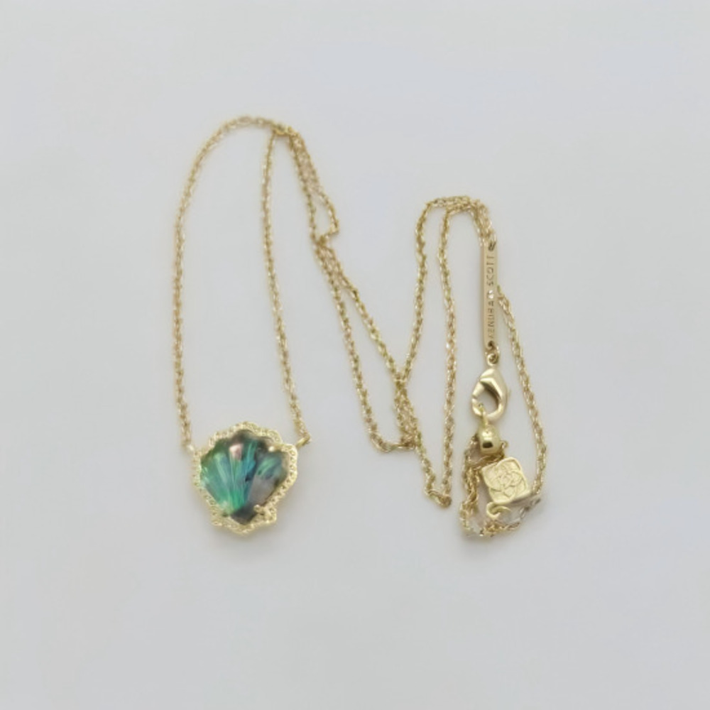 Kendra Scott Brynne Gold Short Pendant Necklace In Abalone Shell - Picture 4 of 5